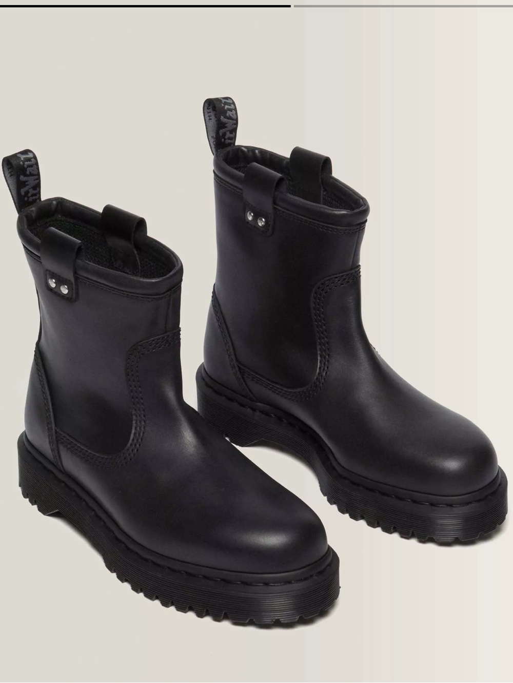 Dr. Martens Anistone Lo BlackLeather Bex Goodyear Construction Biker Boots NIB 9